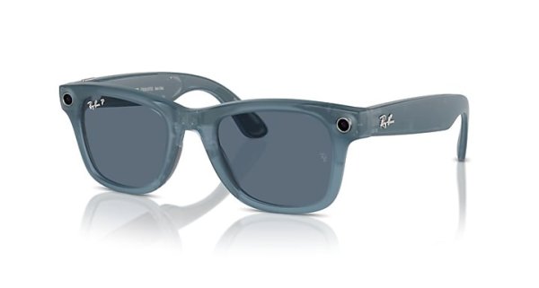   Ray-Ban Meta Wayfarer RW4006-6755-2V Transparent Blue | Dark Blue Polarized
