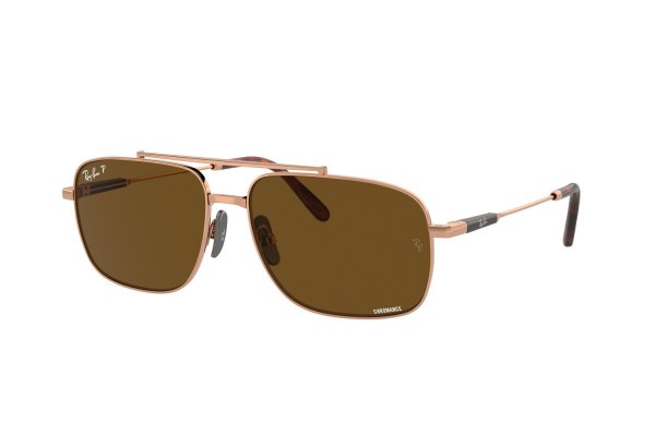   Ray-Ban Michael Titanium RB8096-9266-AN Rose Gold | Dark Brown Polarized