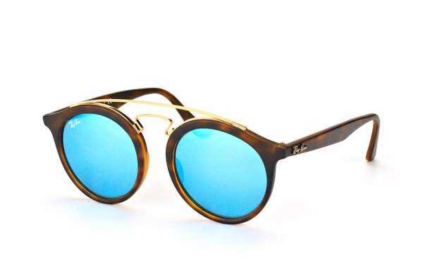   Ray-Ban New Gatsby I RB4256-6092-55 Havana / Multilayer Blue Mirror Solid Color - Mirror