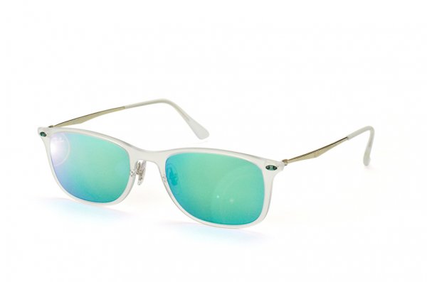   Ray-Ban New Wayfarer LightRay RB4225-646-3R Matte Transparent | Green  Mirror