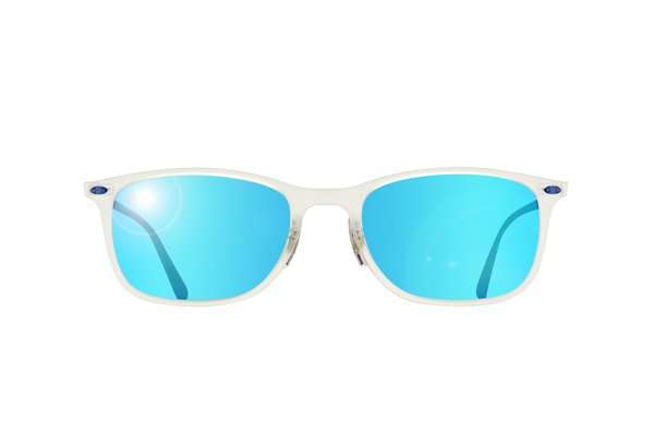   Ray-Ban New Wayfarer LightRay RB4225-646-55 Matte Transparent | Blue Mirror