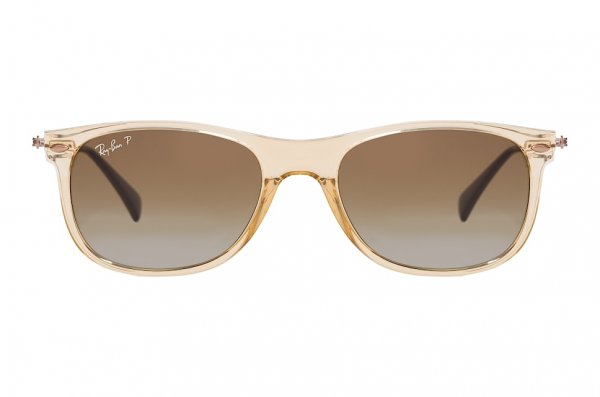   Ray-Ban New Wayfarer LightRay RB4318-715-T5 Transparent Light Brown | Gradient Brown Polarized