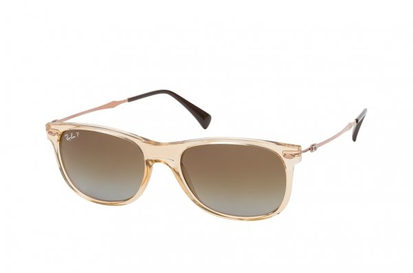   Ray-Ban New Wayfarer LightRay RB4318-715-T5 Transparent Light Brown | Gradient Brown Polarized
