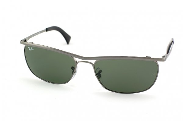   Ray-Ban Olympian II Deluxe RB3385-004 Gunmetal/Natural Green (G-15XLT)