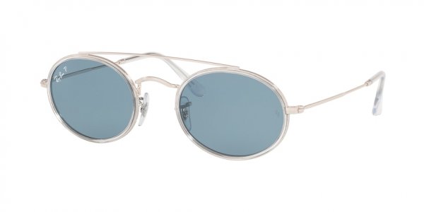   Ray-Ban Oval Double Bridge RB3847N-003-02 Silver | Natural Blue Polarized