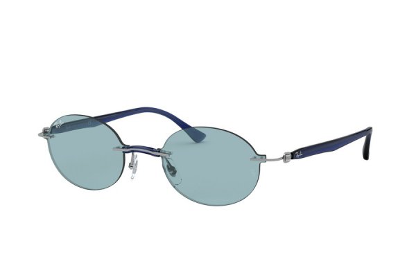   Ray-Ban Oval LightRay RB8060-004-80 Gunmetal / Dark Blue | Light Blue
