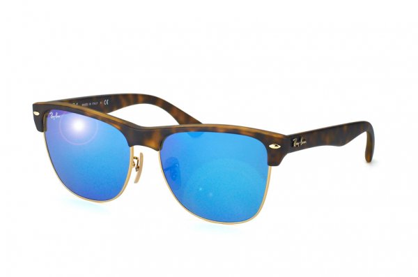   Ray-Ban Oversized Clubmaster RB4175-6092-17 Matte Havana / Arista | Green Mirror Blue