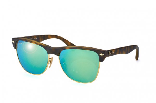   Ray-Ban Oversized Clubmaster RB4175-6092-19 Matte Havana / Arista | Green Mirror Green