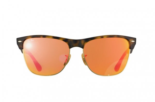   Ray-Ban Oversized Clubmaster RB4175-6092-69 Matte Havana / Arista | Green Mirror Orange