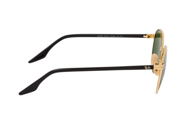   Ray-Ban Round Chromance RB3691-001-P1 Arista / Black | Natural Green Polarized