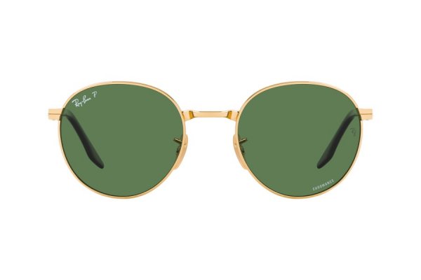   Ray-Ban Round Chromance RB3691-001-P1 Arista / Black | Natural Green Polarized