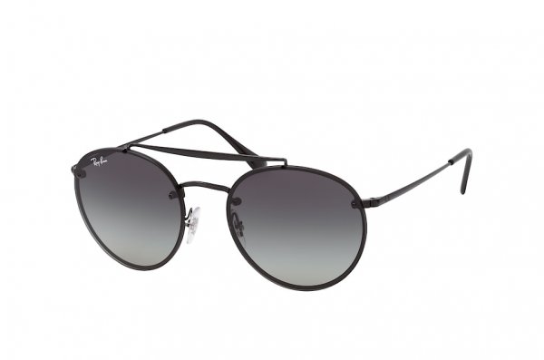   Ray-Ban Round Double Bridge Flat Lenses RB3614N-148-11 Black | Gradient Grey