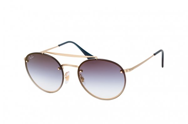   Ray-Ban Round Double Bridge Flat Lenses RB3614N-9140-0S Arista | Gradient Blue Mirror