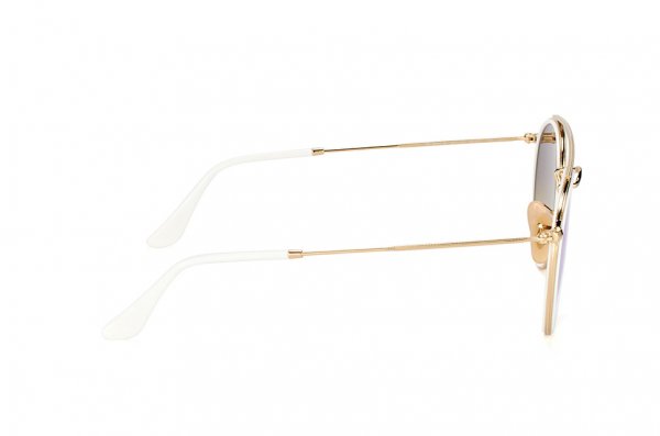   Ray-Ban Round Double Bridge RB3647N-001-4O Arista / White | Blue Gradient Mirror