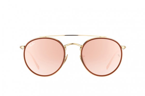  Ray-Ban Round Double Bridge RB3647N-001-7O Arista / Brown | Mirror Faded Brown