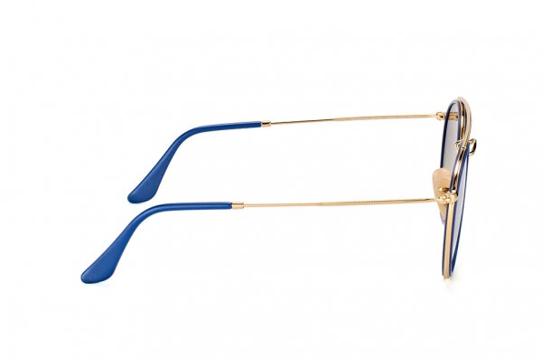   Ray-Ban Round Double Bridge RB3647N-001-9U Arista / Blue | Mirror Blue Yellow
