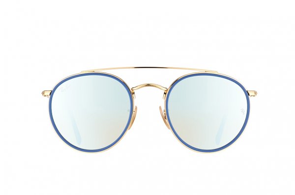   Ray-Ban Round Double Bridge RB3647N-001-9U Arista / Blue | Mirror Blue Yellow