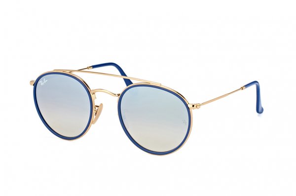   Ray-Ban Round Double Bridge RB3647N-001-9U Arista / Blue | Mirror Blue Yellow