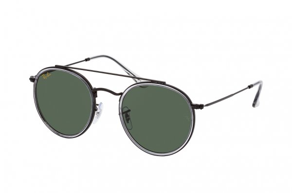   Ray-Ban Round Double Bridge RB3647N-9212-31 Black | Natural Green