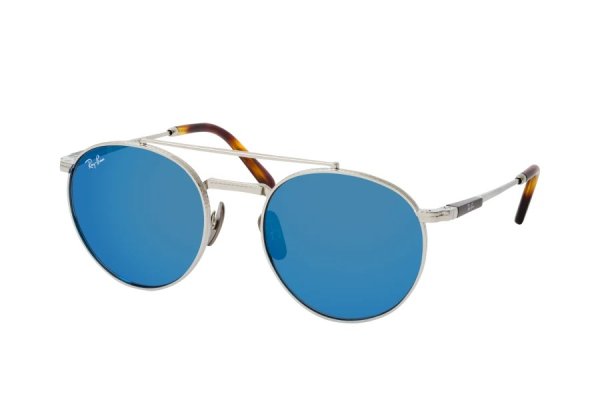   Ray-Ban Round II Titanium RB8237-3139-O4 Dark Silver | Grey Mirror Blue