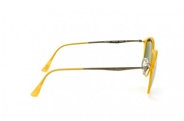   Ray-Ban Round LightRay RB4224-6186-30 Matte Yellow| Blue Mirror