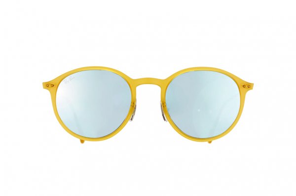   Ray-Ban Round LightRay RB4224-6186-30 Matte Yellow| Blue Mirror