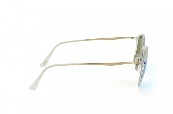   Ray-Ban Round LightRay RB4224-646-55 Matte Transparent | Blue Mirror