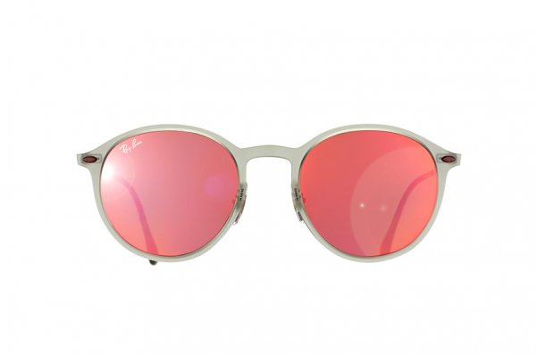   Ray-Ban Round LightRay RB4224-650-6Q Matte Transparent Light Grey | Orange Mirror