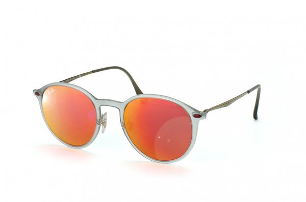   Ray-Ban Round LightRay RB4224-650-6Q Matte Transparent Light Grey | Orange Mirror