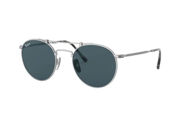   Ray-Ban Round Titanium RB8147M-9165 Silver | Blue Mirror Polarized