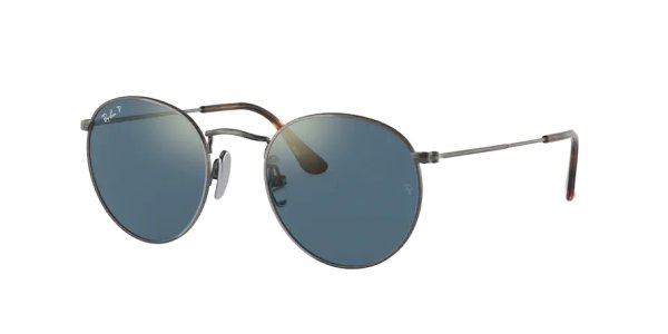   Ray-Ban Round Titanium RB8247-9208-T0 Gunmetal | Blue Mirror Polarized