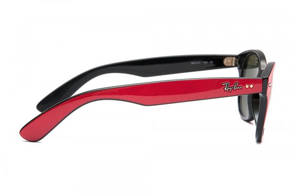   Ray-Ban Rounded Wayfarer RB4141-769 Red on Black | Natural Green (G-15XLT)