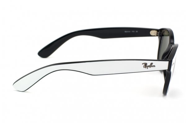   Ray-Ban Rounded Wayfarer RB4141-770 White On Black | Natural Green (G-15XLT)