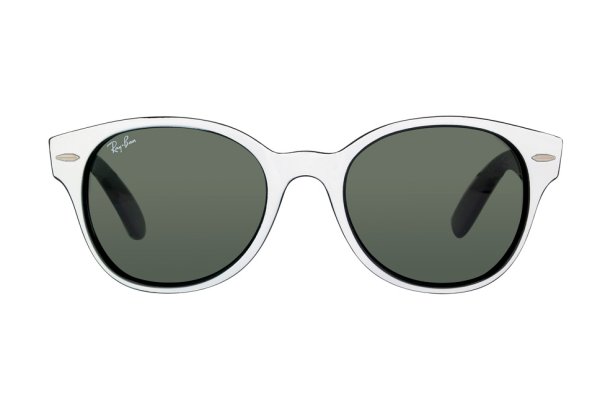  Ray-Ban Rounded Wayfarer RB4141-770 White On Black | Natural Green (G-15XLT)