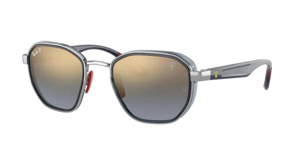   Ray-Ban Scuderia Ferrari Collection RB3674M-F001-J0 Transparent Grey / Silver | Green Mirror Polarized