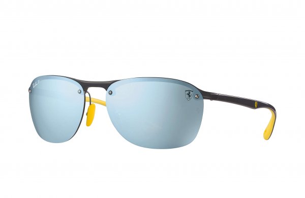   Ray-Ban Scuderia Ferrari Collection RB4302M-F624-H1 Black / Yellow | Polarized Silver Mirror