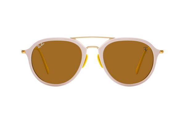  Ray-Ban Scuderia Ferrari Collection RB4369M-F670-33 White / Arista | Natural Brown