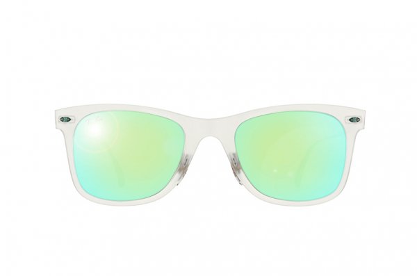   Ray-Ban Wayfarer LightRay RB4210-646-3R Matte Transparent | Green  Mirror