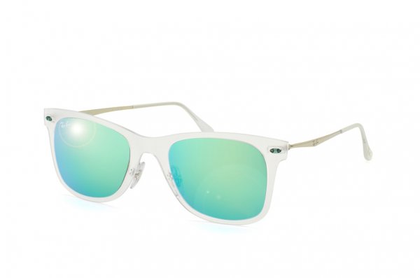   Ray-Ban Wayfarer LightRay RB4210-646-3R Matte Transparent | Green  Mirror