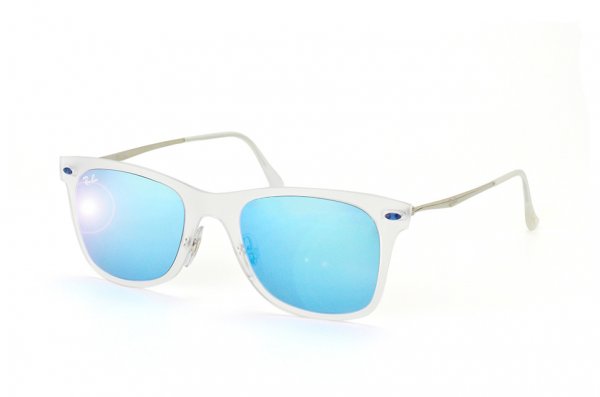   Ray-Ban Wayfarer LightRay RB4210-646-55 Matte Transparent | Blue Mirror