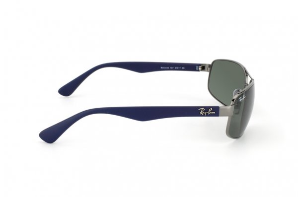   Ray-Ban Active Lifestyle RB3445-107 Gunmetal/Blue Rubber | Natural Green (G-15 XLT)