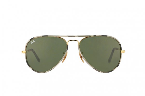   Ray-Ban Aviator Large Metal Camouflage RB3025JM-171 Arista/ Camouflage |  Natural Green (G-15 XLT)
