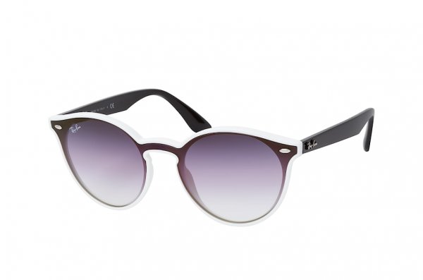   Ray-Ban Blaze Youngster RB4380N-6416-0U Black / White | Gradient Violet Mirror