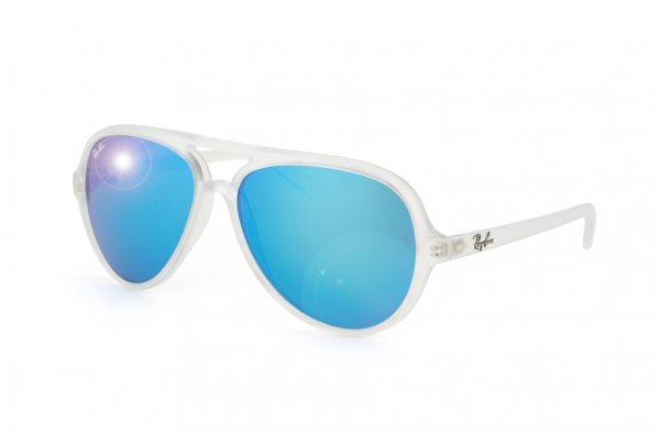   Ray-Ban Cats 5000 RB4125-646-17 Matte Transparent | Blue Mirror