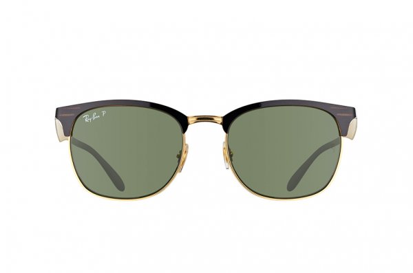   Ray-Ban Clubmaster Metal RB3538-187-9A Black / Gold | APX Grey/Green Polarized