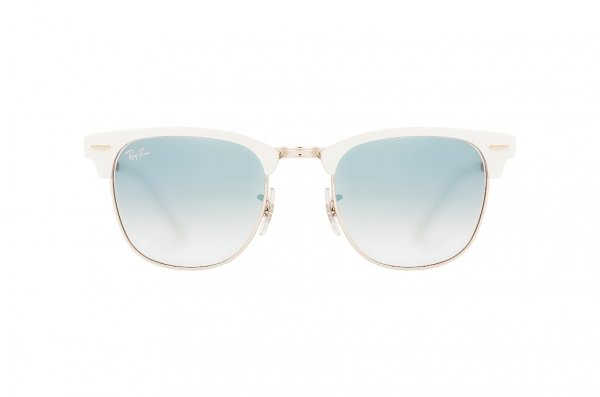   Ray-Ban Clubmaster Metal RB3716-9088-3F White / Silver | Gradient Light Blue