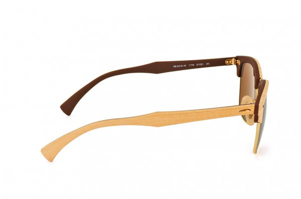   Ray-Ban Clubmaster Wood RB3016M-1179 White Wood/Arista/Brown | Natural Brown (B-15XLT)