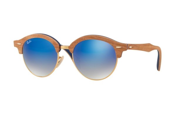   Ray-Ban Clubround Wood RB4246M-1180-7Q Brown Wood / Arista/ Blue| Faded Blue