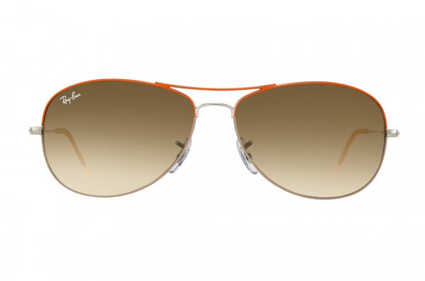   Ray-Ban Cockpit RB3362-071-51 Silver Bridge and Temple, Orange Frame Top, Beige Frame Bottom | Faded Brown