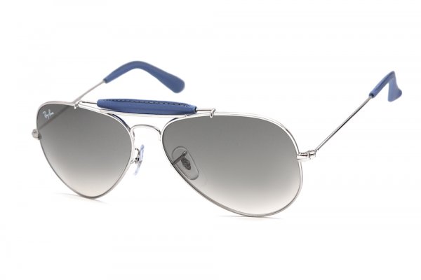 Очки Ray-Ban Craft Outdoorsman RB3422Q-108-32 Silver Insert Violet Leather | Gradient Grey